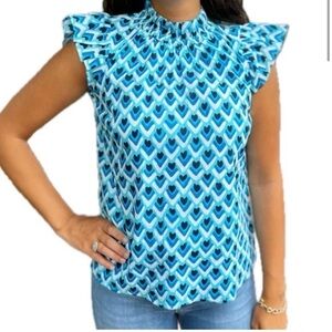 Sail To Sable Ruffle High Neck Sleevless Top
